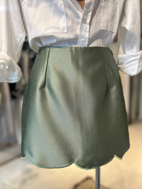 ÉSS Belle Petal Mini Skirt - Moss Metallic