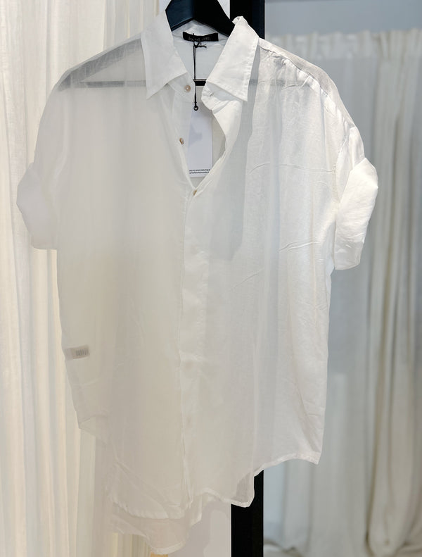 Terrina Oversized Short Sleeve Cotton Shirt - Ivory