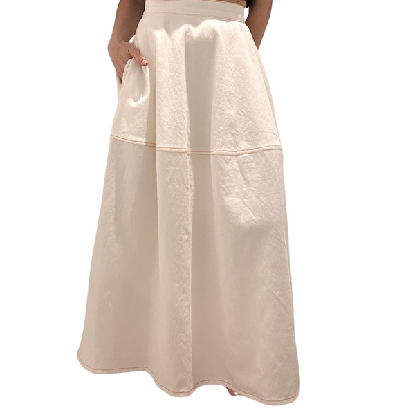 ÉSS The Noemi Denim Full Skirt - Ivory