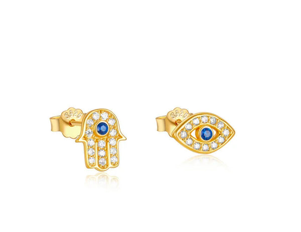 ÉSS Hamsa Hand & Evil Eye Stud Earring - Gold