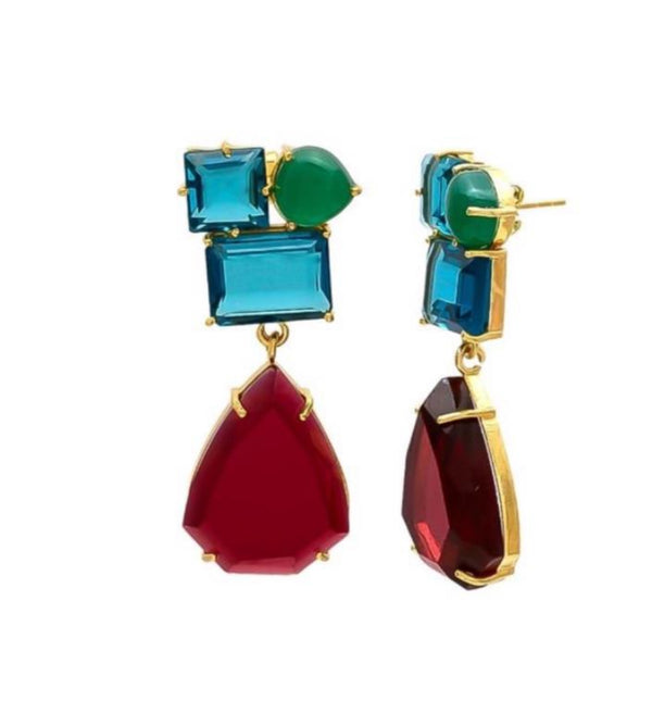 ÉSS Talia Earring - Fuscia and Turquoise