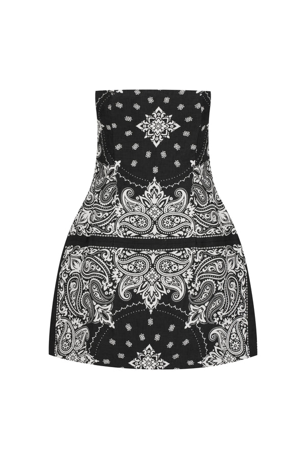 ÉSS Strapless Linen Mini Dress - Paisley