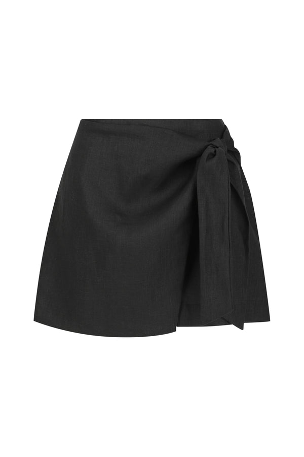 ÉSS Tilly Linen Wrap Skirt - Black